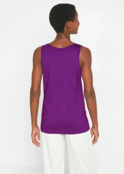 bonprix bonprix Top largo de algodón orgánico puro (5 unidades) azul pálido + fucsia+ blanco + negro + morado oscuro Clearance