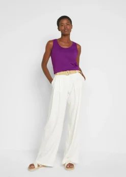 bonprix bonprix Top largo de algodón orgánico puro (5 unidades) azul pálido + fucsia+ blanco + negro + morado oscuro Clearance