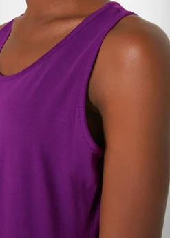 bonprix bonprix Top largo de algodón orgánico puro (5 unidades) azul pálido + fucsia+ blanco + negro + morado oscuro Clearance