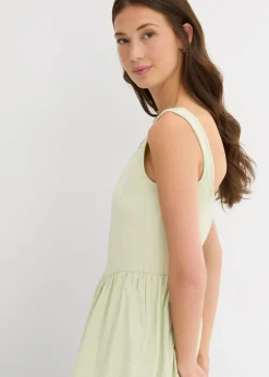 bonprix bonprix Top largo de mezcla de algodón elástico Salvia suave Outlet