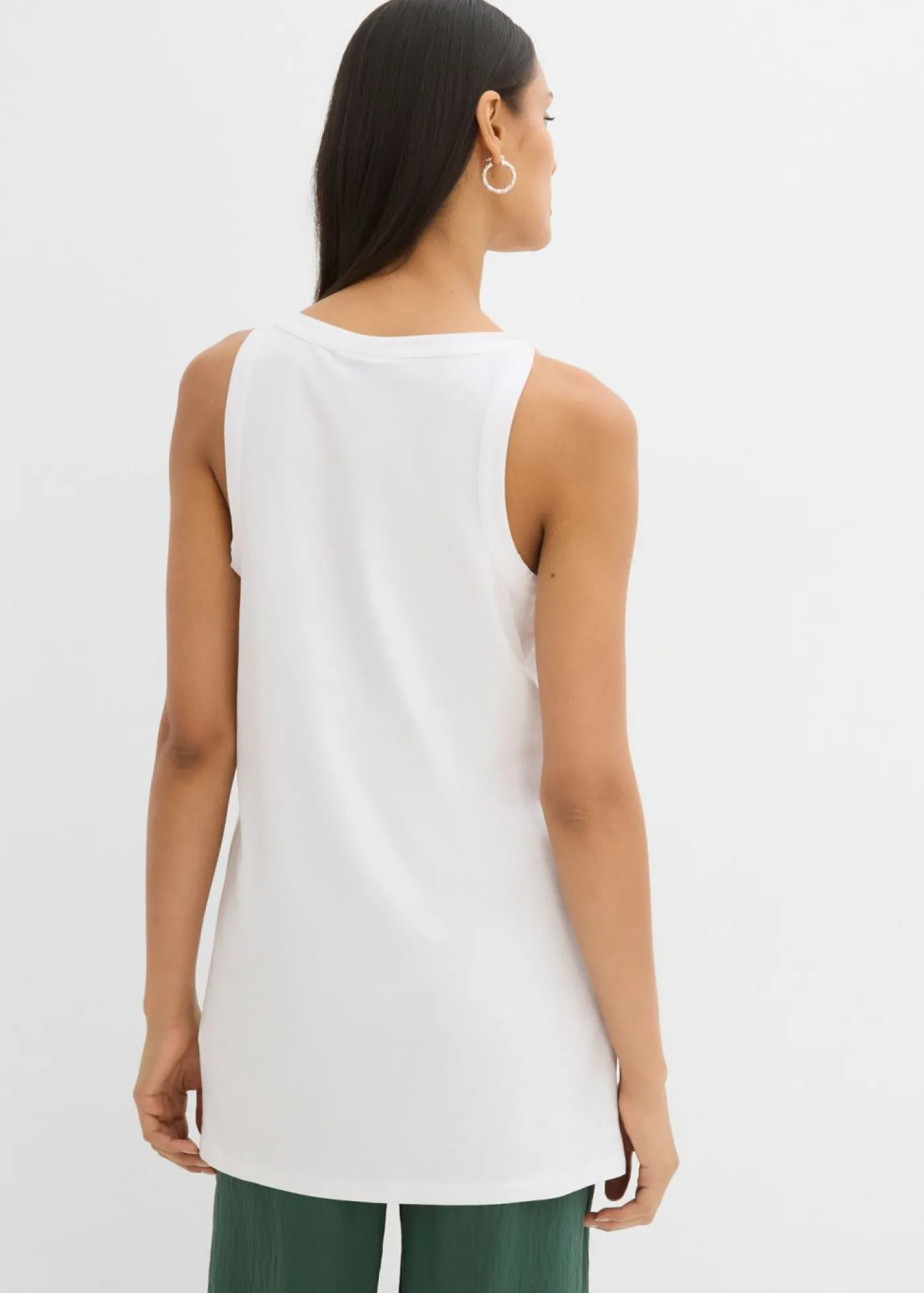 bonprix bonprix Top largo de mezcla de algodón elástico Blanco Outlet