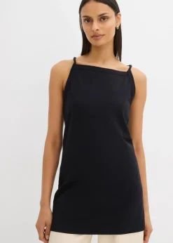 bonprix bonprix Top largo de mezcla de algodón elástico Negro Clearance