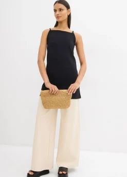 bonprix bonprix Top largo de mezcla de algodón elástico Negro Clearance