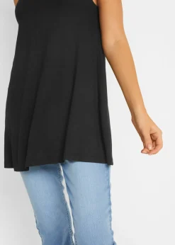 bonprix bonprix Top largo de mezcla de viscosa Negro Clearance