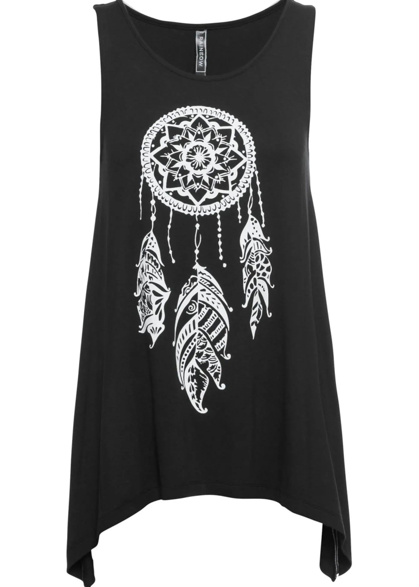 bonprix bonprix Top largo de viscosa suave Negro-blanco estampado New