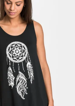 bonprix bonprix Top largo de viscosa suave Negro-blanco estampado New