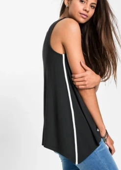 bonprix bonprix Top largo de viscosa suave Negro-blanco estampado New