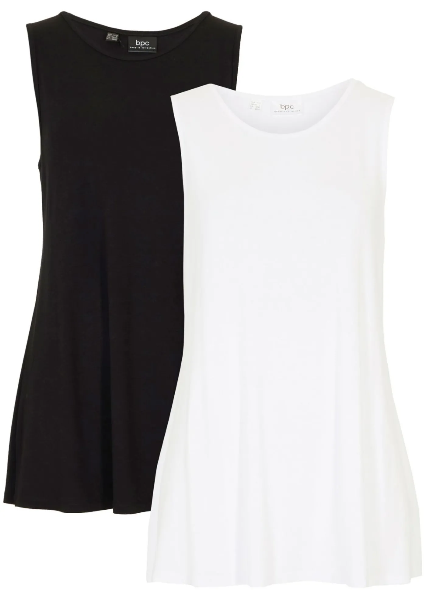 bonprix bonprix Top largo de viscosa suave (2 unidades) Blanco-negro Clearance