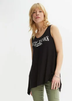 bonprix bonprix Top largo de viscosa suave Negro-blanco Outlet