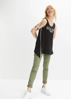 bonprix bonprix Top largo de viscosa suave Negro-blanco Outlet