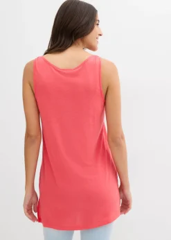 bonprix bonprix Top largo en mezcla de viscosa y lino rosa paraíso Clearance
