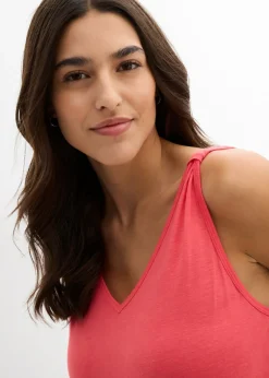bonprix bonprix Top largo en mezcla de viscosa y lino rosa paraíso Clearance