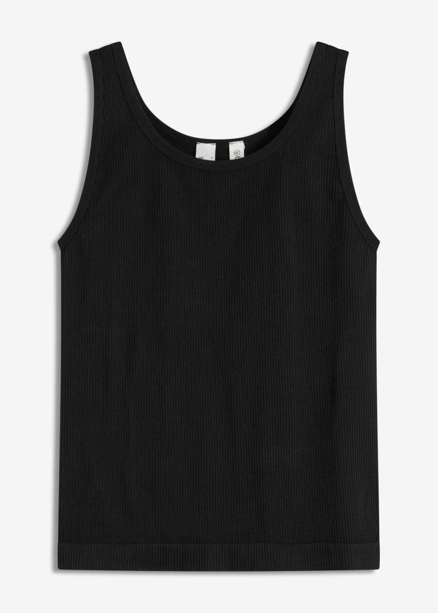 bonprix bonprix Top largo sin costuras de canalé Negro New