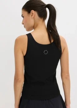 bonprix bonprix Top largo sin costuras de canalé Negro New