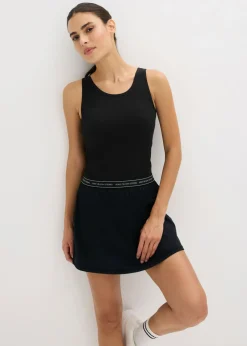 bonprix bonprix Top largo sin costuras de canalé Negro New