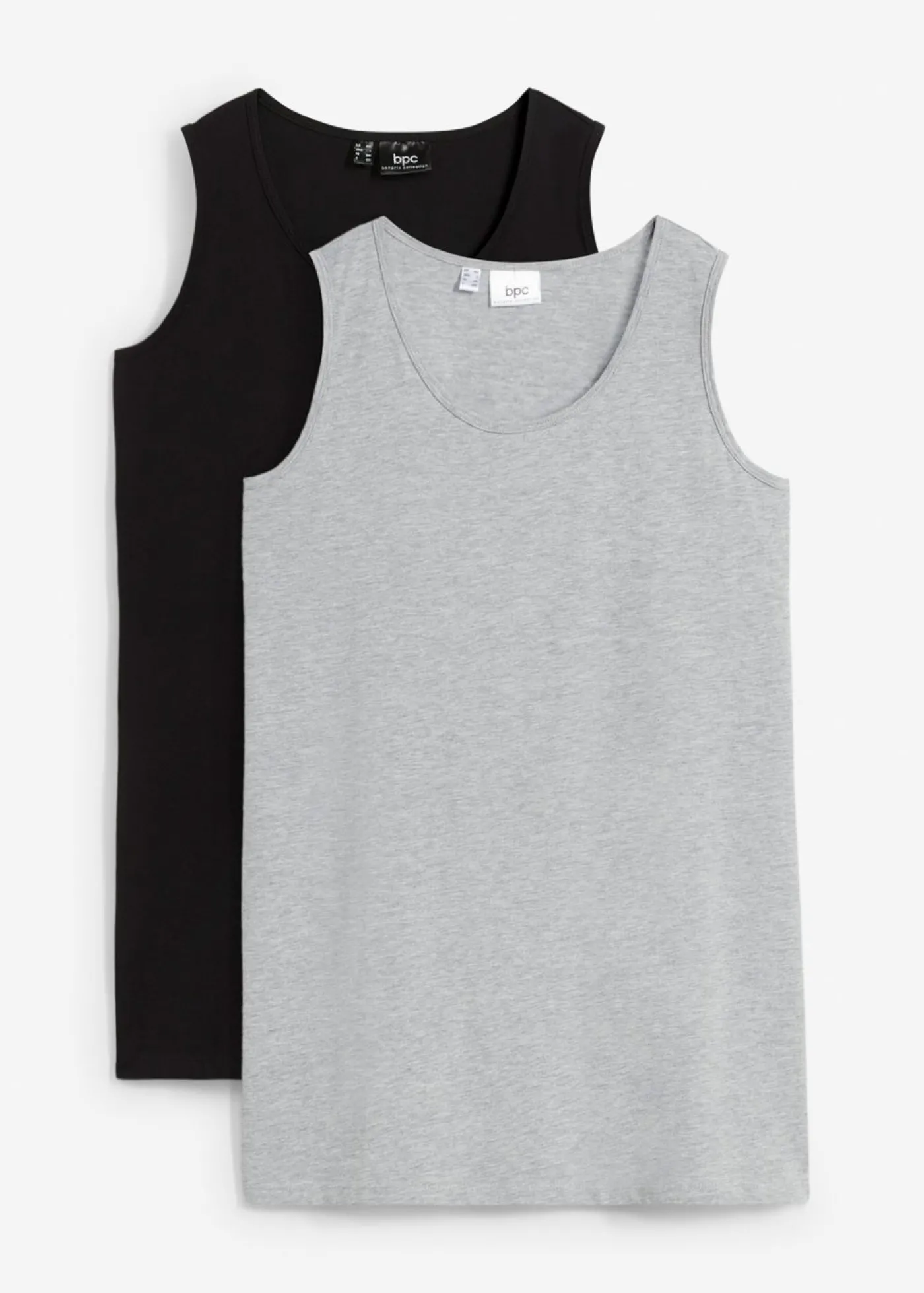 bonprix bonprix Top largo (2 unidades) Negro-gris claro jaspeado Hot