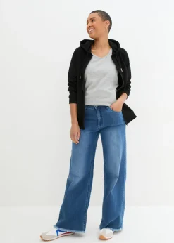 bonprix bonprix Top largo (2 unidades) Negro-gris claro jaspeado Hot