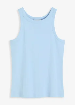 bonprix bonprix Top sin mangas de canalé Azul claro Online
