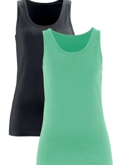 bonprix bonprix Top sin mangas elástico (2 unidades) menta + negro Outlet