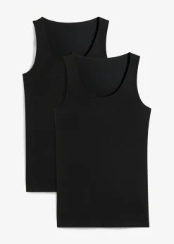 bonprix bonprix Top sin mangas elástico (2 unidades) Negro
