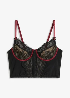 bonprix bonprix Top tipo corsé con aros Negro/rojo azalea Sale
