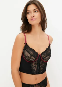 bonprix bonprix Top tipo corsé con aros Negro/rojo azalea Discount