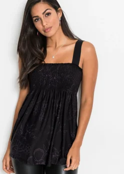 bonprix bonprix Top túnica negro-purpúra Online