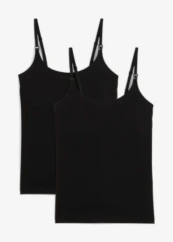 bonprix bonprix Tops de lactancia de algodón orgánico (2 unidades) Negro New