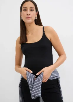 bonprix bonprix Tops de lactancia de algodón orgánico (2 unidades) Negro New