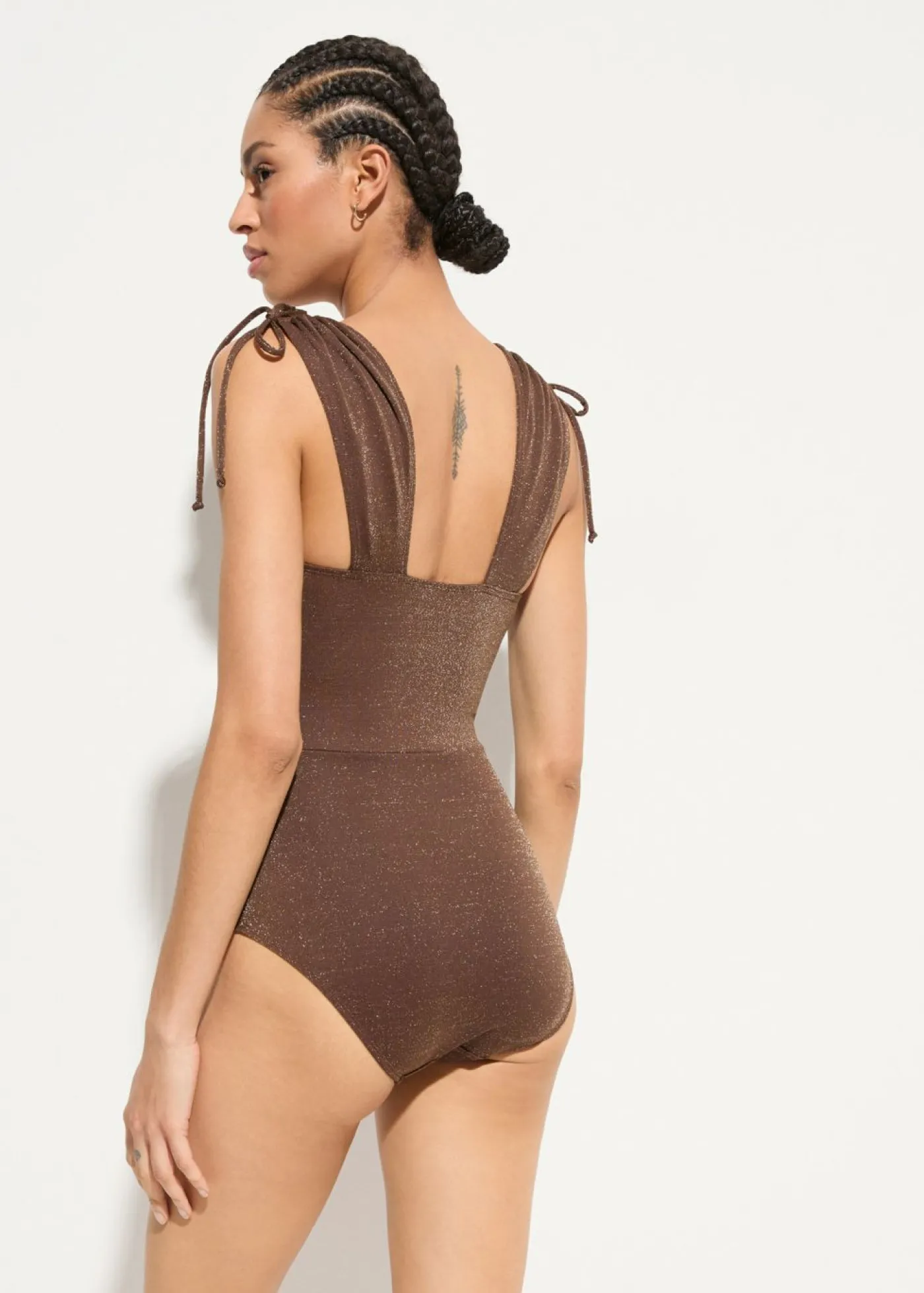 bonprix bonprix Traje de baño brillante con ligero efecto moldeador marrón Hot