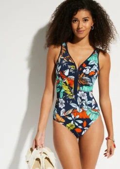 bonprix bonprix Traje de baño con cremallera Azul marino New