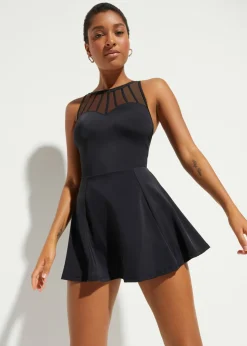 bonprix bonprix Traje de baño con efecto moldeador medio y malla transparente Negro Hot