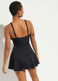 bonprix bonprix Traje de baño con efecto moldeador medio y malla transparente Negro Hot