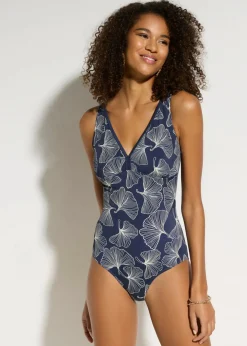 bonprix bonprix Traje de baño con escote en V Azul marino New