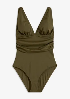 bonprix bonprix Traje de baño con escote en V Verde oliva oscuro Sale