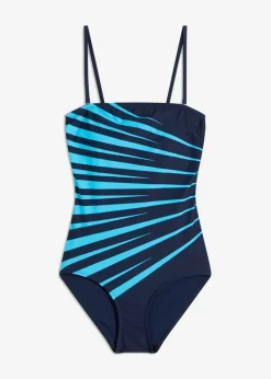 bonprix bonprix Traje de baño con ligero efecto moldeador Azul marino/turquesa de rayas Hot