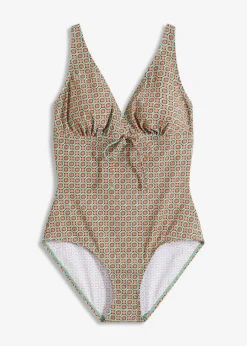 bonprix bonprix Traje de baño con ligero efecto moldeador negro-rojo-caqui Hot