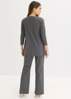 bonprix bonprix Traje para estar por casa (3 piezas) con viscosa Gris jaspeado Best