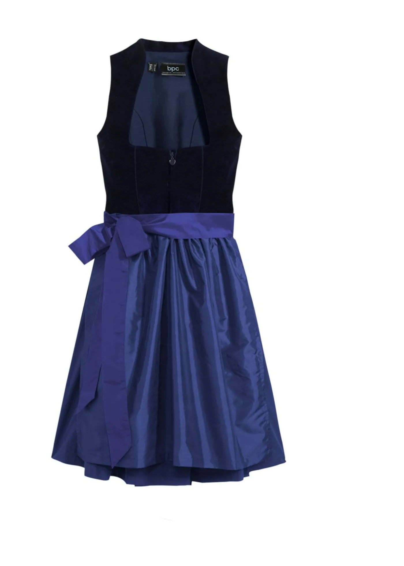 bonprix bonprix Traje tirolés con corpiño de terciopelo y delantal de satén (2 piezas) Azul marino/azul oxford Clearance