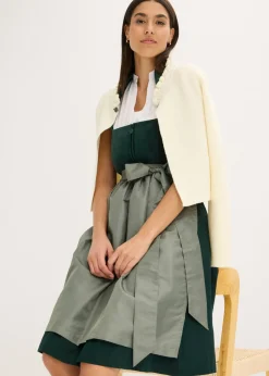 bonprix bonprix Traje tirolés con corpiño de terciopelo y delantal de satén (2 piezas) oliva/verde oliva Outlet