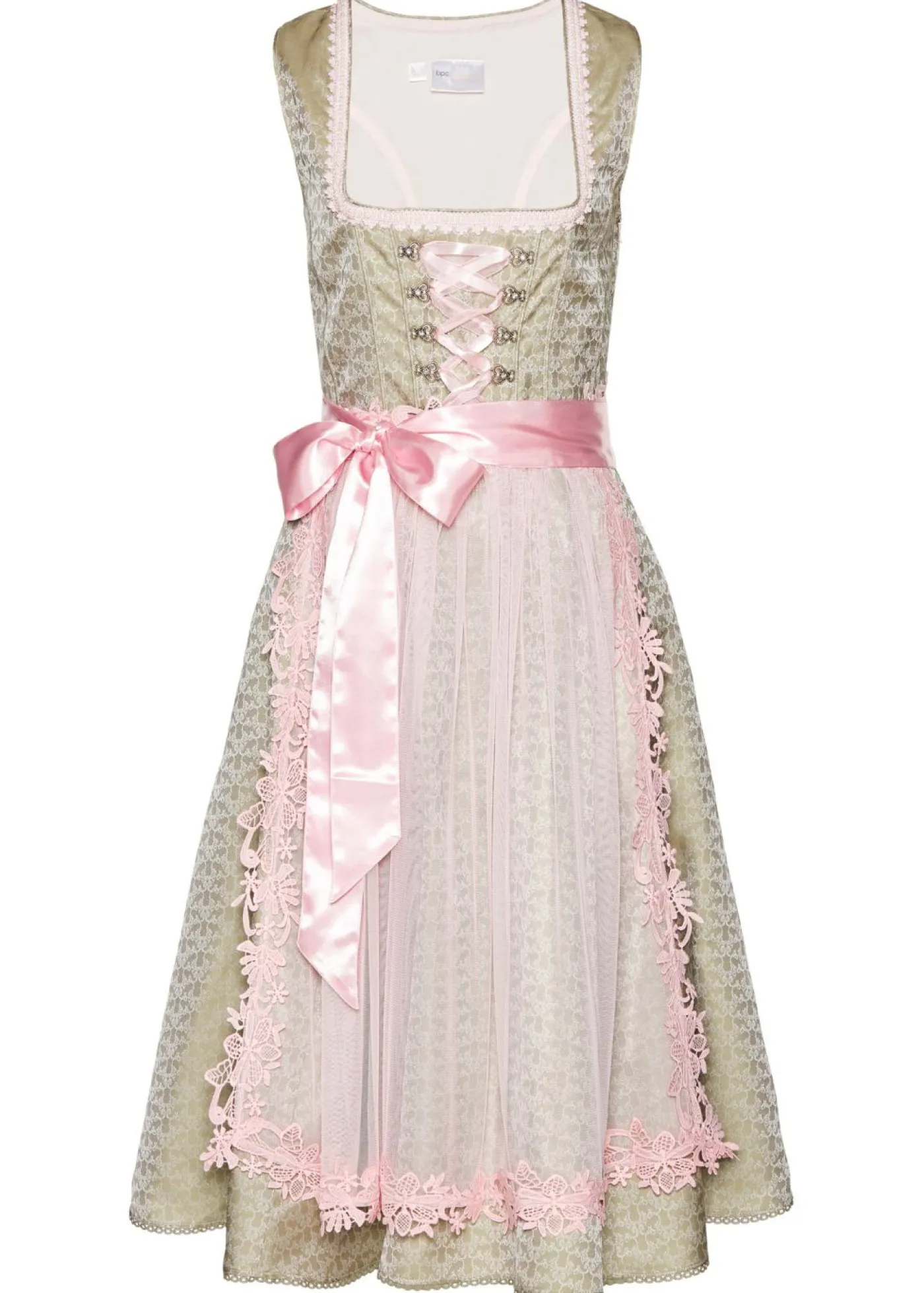 bonprix bonprix Traje tirolés con perlas (2 piezas) Caqui nuevo/rosa claro/rosa empolvado estampado Sale
