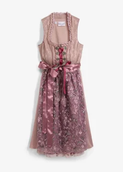 bonprix bonprix Traje tirolés y delantal (2 piezas) Rosa palo estampado Outlet