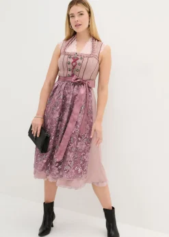 bonprix bonprix Traje tirolés y delantal (2 piezas) Rosa palo estampado Outlet