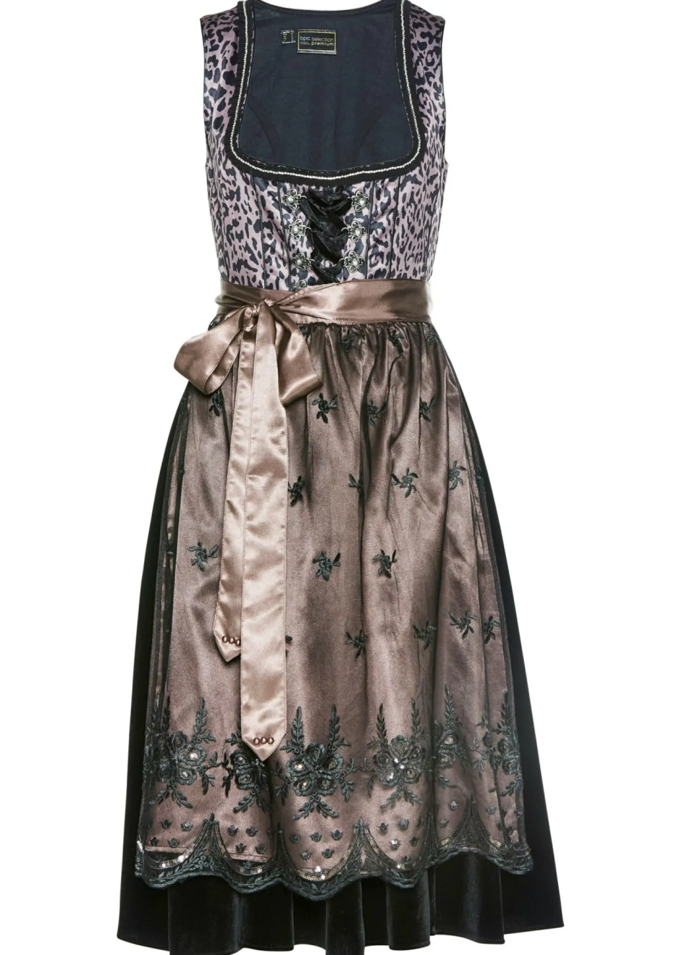bonprix bonprix Traje tirolés y delantal (2 piezas) Negro estampado Clearance