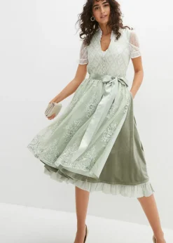 bonprix bonprix Traje tirolés y delantal (2 piezas) Verde alga New