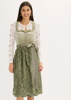 bonprix bonprix Traje tirolés y delantal (2 piezas) musgo-champán Discount