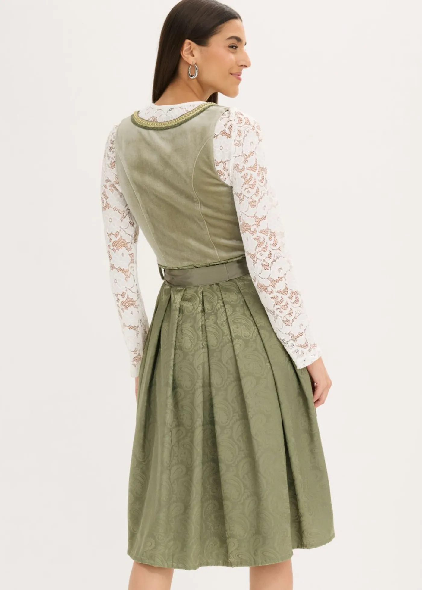 bonprix bonprix Traje tirolés y delantal (2 piezas) musgo-champán Discount