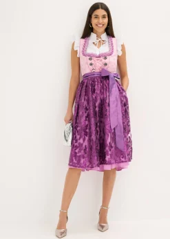 bonprix bonprix Traje tirolés y delantal (2 piezas) Lila claro/morado/baya Online