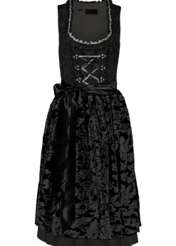 bonprix bonprix Traje tirolés y delantal (2 piezas) Negro estampado Sale