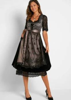 bonprix bonprix Traje tirolés y delantal (2 piezas) Negro estampado Online